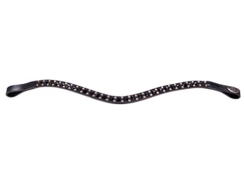QHP Stirnriemen Stirnband Leder Menton Strasssteine (Warmblut, schwarz) von QHP