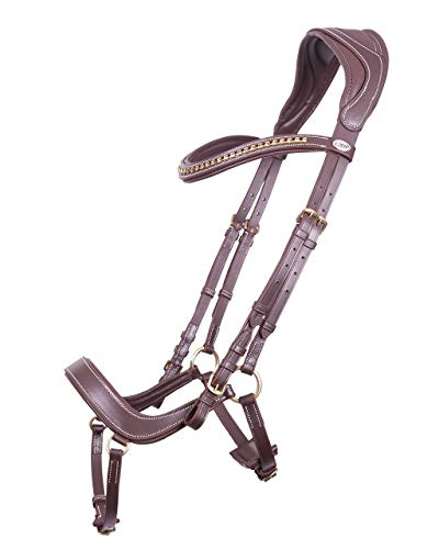 Trense Pferd Devi aus Leder | Verteilt den Druck | Anatomisch geformt | Extra breites Genickstück | Inklusive Zügeln und Schnallenverschluss Trense Pferd Devi aus Leder | Verteilt den Druck | Anatomisch geformt | Extra breites Genickstück | Inklusive Zügeln und Schnallenverschluss von QHP