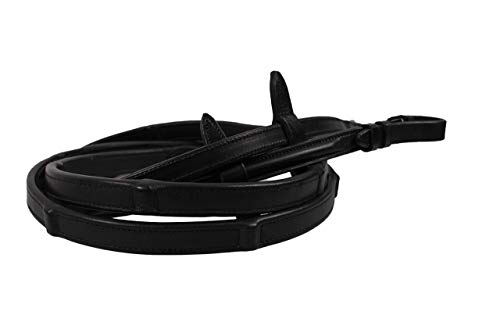 QHP Zügel Gurtzügel Reitzügel Leder eingearbeitete Stege schwarz ARBO-INOX® (Full, Schwarz) von QHP