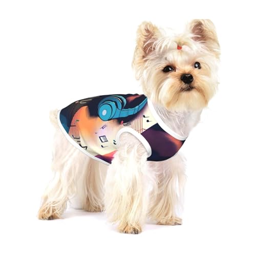 A Music Vibe Weste für kleine Hunde, Baumwolle, Größe L, atmungsaktiv, weich und bequem, Haustierkleidung für Katzen und Hunde von QHZLY