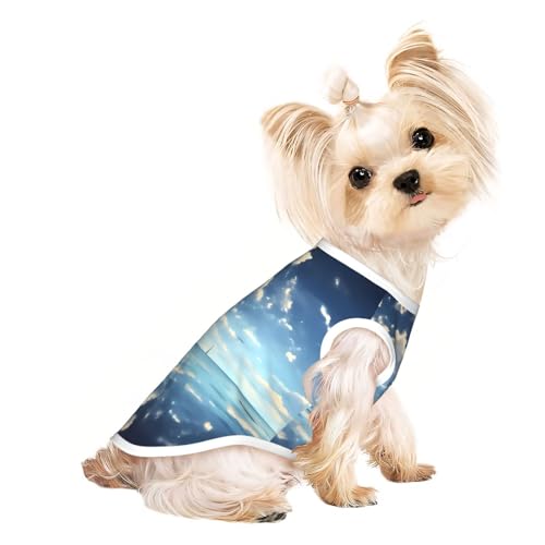 Ärmelloses Haustier-T-Shirt mit weißen Wolken über dem Meer, atmungsaktiv, Größe S, für kleine Hunde und Katzen, weich, leicht, stilvoll Ärmelloses Haustier-T-Shirt mit weißen Wolken über dem Meer, atmungsaktiv, Größe S, für kleine Hunde und Katzen, weich, leicht, stilvoll von QHZLY