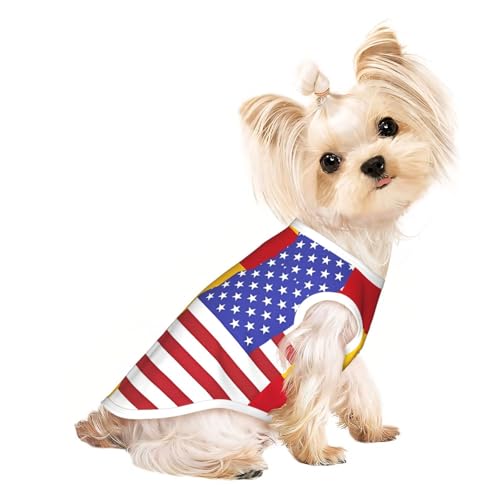 Amerikanische Spanien-Flagge, atmungsaktives ärmelloses T-Shirt für kleine Hunde und Katzen, weich, leicht, stilvoll Amerikanische Spanien-Flagge, atmungsaktives ärmelloses T-Shirt für kleine Hunde und Katzen, weich, leicht, stilvoll von QHZLY