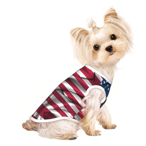 Atmungsaktives ärmelloses T-Shirt mit amerikanischer Flagge, Größe L für kleine Hunde und Katzen, weich, leicht, stilvoll Atmungsaktives ärmelloses T-Shirt mit amerikanischer Flagge, Größe L für kleine Hunde und Katzen, weich, leicht, stilvoll von QHZLY