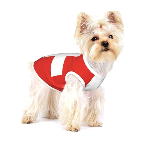 Baumwollweste mit Schweizer Flagge, Größe S, atmungsaktiv, weich und bequem für Katzen und Hunde von QHZLY