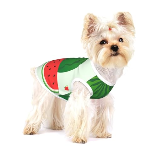 Cartoon-Wassermelonen-Weste für kleine Hunde, Baumwolle, Größe S, atmungsaktiv, weich und bequem, Haustierkleidung für Katzen und Hunde von QHZLY
