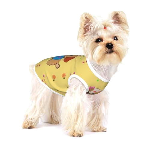 Entzückende Cartoon-Hundeweste für kleine Hunde, Baumwolle, Größe M, atmungsaktiv, weich und bequem, Haustierkleidung für Katzen und Hunde Entzückende Cartoon-Hundeweste für kleine Hunde, Baumwolle, Größe M, atmungsaktiv, weich und bequem, Haustierkleidung für Katzen und Hunde von QHZLY
