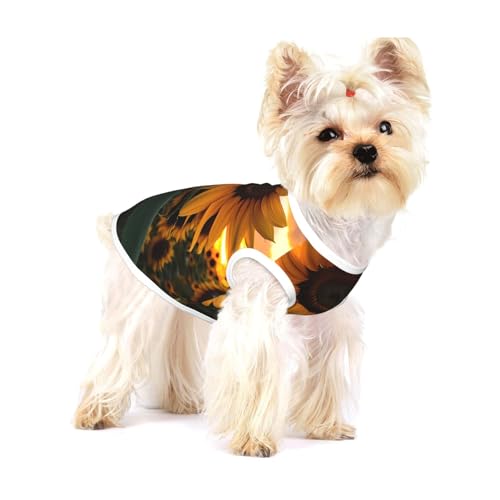Farm Sunflower Weste für kleine Hunde, Baumwolle, Größe M, atmungsaktiv, weich und bequem, Haustierkleidung für Katzen und Hunde von QHZLY