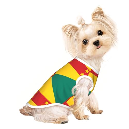 Flag of Grenada Haustier-T-Shirt, atmungsaktiv, ärmellos, Größe L, für kleine Hunde und Katzen, weich, leicht, stilvoll Flag of Grenada Haustier-T-Shirt, atmungsaktiv, ärmellos, Größe L, für kleine Hunde und Katzen, weich, leicht, stilvoll von QHZLY