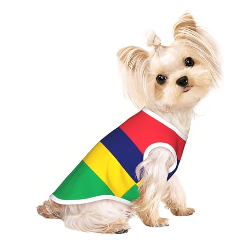 Flag of Mauritius Haustier-T-Shirt, atmungsaktiv, ärmellos, Größe M, für kleine Hunde und Katzen, weich, leicht, stilvoll Flag of Mauritius Haustier-T-Shirt, atmungsaktiv, ärmellos, Größe M, für kleine Hunde und Katzen, weich, leicht, stilvoll von QHZLY