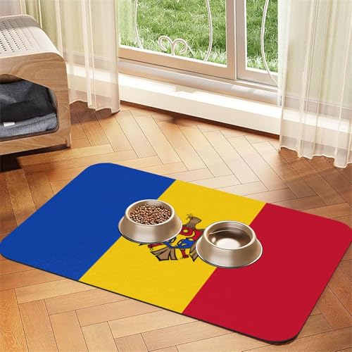 Flagge Moldawiens Haustier-Tischdecke, saugfähig, Leder, 30 x 45 cm, mit rutschfester Gummiunterseite, für Katzen und Hunde Flagge Moldawiens Haustier-Tischdecke, saugfähig, Leder, 30 x 45 cm, mit rutschfester Gummiunterseite, für Katzen und Hunde von QHZLY