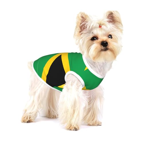 Flagge von Jamaika für kleine Hunde, Baumwolle, Größe S, atmungsaktiv, weich und bequem, Haustierkleidung für Katzen und Hunde von QHZLY