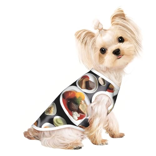 Flavorful Plates Haustier-T-Shirt, atmungsaktiv, ärmellos, Größe L, für kleine Hunde und Katzen, weich, leicht, stilvoll Flavorful Plates Haustier-T-Shirt, atmungsaktiv, ärmellos, Größe L, für kleine Hunde und Katzen, weich, leicht, stilvoll von QHZLY