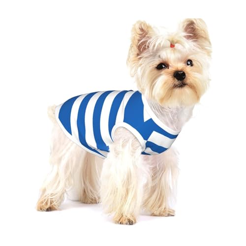 Griechische Flagge für kleine Hunde, Baumwolle, Größe L, atmungsaktiv, weich und bequem, Haustierkleidung für Katzen und Hunde von QHZLY