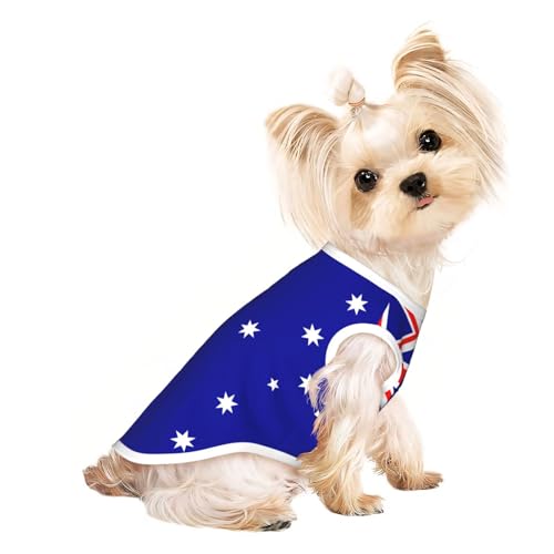 Haustier-T-Shirt mit australischer Flagge, atmungsaktiv, ärmellos, Größe L, für kleine Hunde und Katzen, weich, leicht, stilvoll Haustier-T-Shirt mit australischer Flagge, atmungsaktiv, ärmellos, Größe L, für kleine Hunde und Katzen, weich, leicht, stilvoll von QHZLY