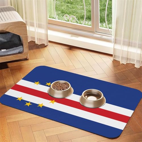 Haustier-Tischdecke aus Leder, Motiv: Flagge von Kap Verde, saugfähig, 40 x 60 cm, mit rutschfester Gummiunterseite, für Katzen und Hunde Haustier-Tischdecke aus Leder, Motiv: Flagge von Kap Verde, saugfähig, 40 x 60 cm, mit rutschfester Gummiunterseite, für Katzen und Hunde von QHZLY