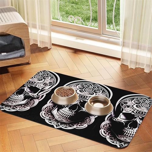 Haustier-Tischdecke mit Totenkopf-Motiv, saugfähig, 40 x 60 cm, mit rutschfester Gummiunterseite, für Katzen und Hunde Haustier-Tischdecke mit Totenkopf-Motiv, saugfähig, 40 x 60 cm, mit rutschfester Gummiunterseite, für Katzen und Hunde von QHZLY