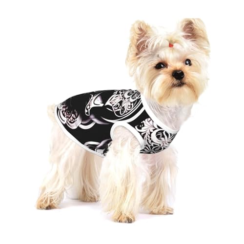 Hundeweste mit Totenkopf-Motiv, Baumwolle, Größe S, atmungsaktiv, weich und bequem, für Katzen und Hunde von QHZLY