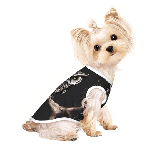 Late Night Owl Haustier-T-Shirt, atmungsaktiv, ärmellos, Größe M, für kleine Hunde und Katzen, weich, leicht, stilvoll Late Night Owl Haustier-T-Shirt, atmungsaktiv, ärmellos, Größe M, für kleine Hunde und Katzen, weich, leicht, stilvoll von QHZLY