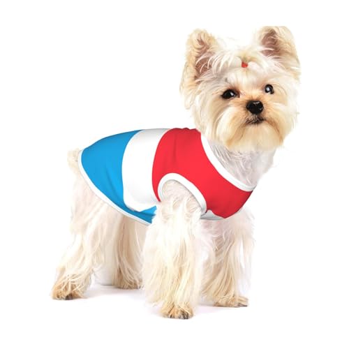 Luxemburg-Flagge für kleine Hunde, Baumwolle, Größe L, atmungsaktiv, weich und bequem, Haustierkleidung für Katzen und Hunde von QHZLY