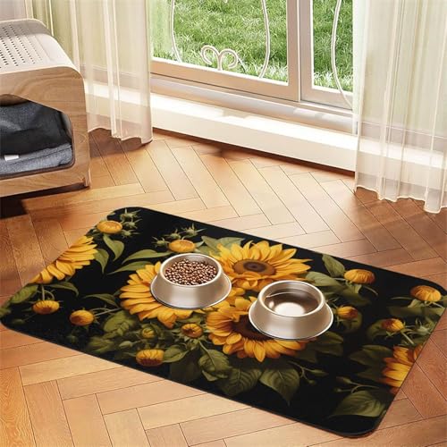 Mit der gelben Sonnenblume Haustier saugfähige Ledertischdecke 40 x 60 cm mit rutschfester Gummiunterseite für Katzen und Hunde Mit der gelben Sonnenblume Haustier saugfähige Ledertischdecke 40 x 60 cm mit rutschfester Gummiunterseite für Katzen und Hunde von QHZLY