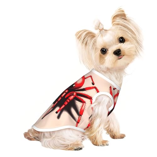 Niedliches kleines rotes Spinnen-Haustier-T-Shirt, atmungsaktiv, ärmellos, Größe L, für kleine Hunde und Katzen, weich, leicht, stilvoll Niedliches kleines rotes Spinnen-Haustier-T-Shirt, atmungsaktiv, ärmellos, Größe L, für kleine Hunde und Katzen, weich, leicht, stilvoll von QHZLY