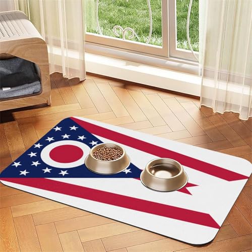 Ohio State Flag Haustier saugfähige Ledertischdecke 40 x 60 cm mit rutschfester Gummiunterseite für Katzen und Hunde von QHZLY