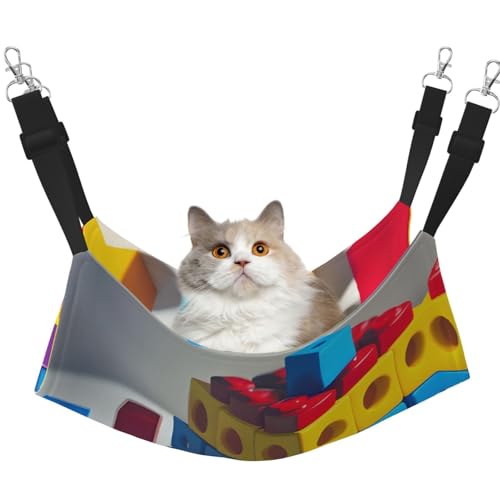 QHZLY Bunte Samt-Hängematte mit Bausteinen für kleine Haustiere, bequem und atmungsaktiv für Katzen, Kaninchen, Frettchen von QHZLY