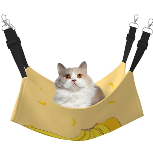 QHZLY Hängematte aus Samt mit Cartoon-Bananenmotiv, M für kleine Haustiere, bequem und atmungsaktiv für Katzen, Kaninchen, Frettchen von QHZLY