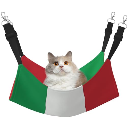 QHZLY Hängematte mit italienischer Flagge aus Samt, M für kleine Haustiere, bequem und atmungsaktiv für Katzen, Kaninchen, Frettchen von QHZLY