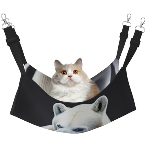 QHZLY Samt-Eisbär-Portrait-Hängematte M für kleine Haustiere - bequem und atmungsaktiv für Katzen, Kaninchen, Frettchen von QHZLY
