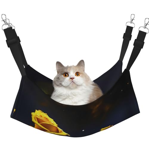 QHZLY Samt-gelbe Rosen Sternennacht-Hängematte L für kleine Haustiere - Bequem und atmungsaktiv für Katzen, Kaninchen, Frettchen von QHZLY