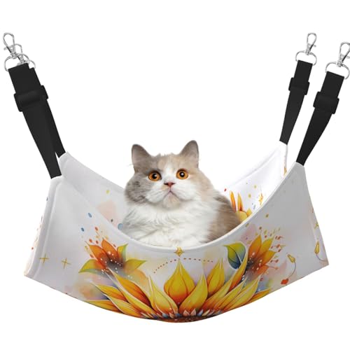 QHZLY Samt-gelbe Sonnenblume in Öl Hängematte L für kleine Haustiere - bequem und atmungsaktiv für Katzen, Kaninchen, Frettchen von QHZLY