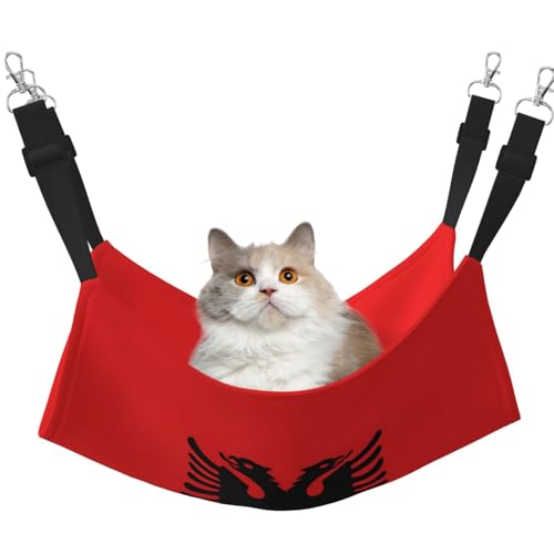 QHZLY Samthängematte mit albanischer Flagge L für kleine Haustiere - bequem und atmungsaktiv für Katzen, Kaninchen, Frettchen von QHZLY