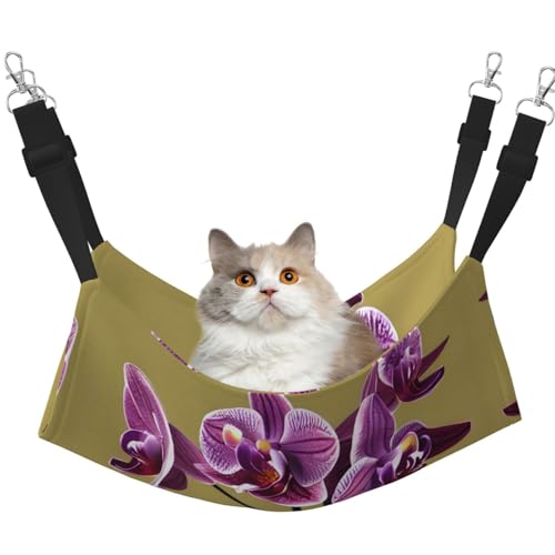 QHZLY Velvet Beautiful Orchids Hammock L for Small Pets - Comfortable and Breathable for Cats, Rabbits, Frettchen von QHZLY