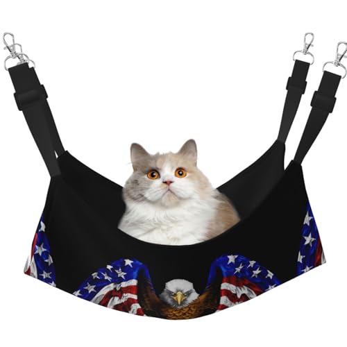 QHZLY Velvet USA Flag Patriotic Adler Hängematte M für kleine Haustiere - Bequem und atmungsaktiv für Katzen, Kaninchen, Frettchen von QHZLY