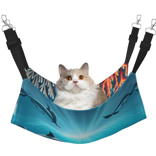 QHZLY Velvet Wale unter dem Meer Hängematte M für kleine Haustiere - Bequem und atmungsaktiv für Katzen, Kaninchen, Frettchen von QHZLY