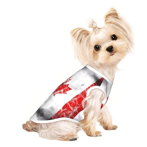 Retro Kanada Flagge Haustier Atmungsaktiv Ärmellos T-Shirt L für kleine Hunde und Katzen weich, leicht, stilvoll Retro Kanada Flagge Haustier Atmungsaktiv Ärmellos T-Shirt L für kleine Hunde und Katzen weich, leicht, stilvoll von QHZLY