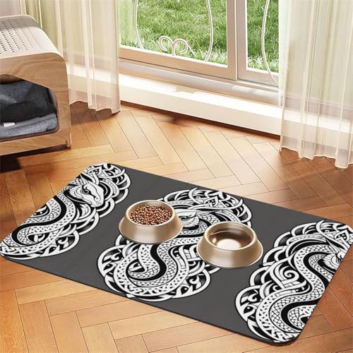 Schlange oder Drache Haustier saugfähige Ledertischdecke 30 x 45 cm mit rutschfester Gummiunterseite für Katzen und Hunde von QHZLY