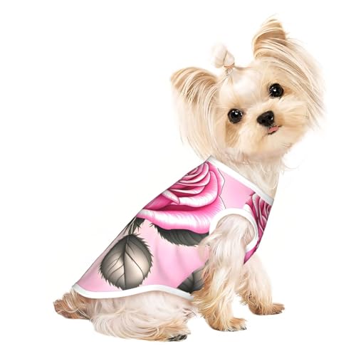 Schönes rosa Rosen-T-Shirt für Haustiere, atmungsaktiv, ärmellos, Größe L, für kleine Hunde und Katzen, weich, leicht, stilvoll Schönes rosa Rosen-T-Shirt für Haustiere, atmungsaktiv, ärmellos, Größe L, für kleine Hunde und Katzen, weich, leicht, stilvoll von QHZLY