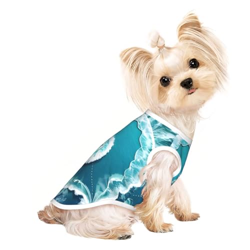 Sea of Love Haustier-T-Shirt, atmungsaktiv, ärmellos, Größe M, für kleine Hunde und Katzen, weich, leicht, stilvoll von QHZLY