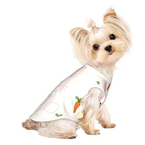 Smiling Rabbit Haustier-T-Shirt, atmungsaktiv, ärmellos, Größe M, für kleine Hunde und Katzen, weich, leicht, stilvoll Smiling Rabbit Haustier-T-Shirt, atmungsaktiv, ärmellos, Größe M, für kleine Hunde und Katzen, weich, leicht, stilvoll von QHZLY
