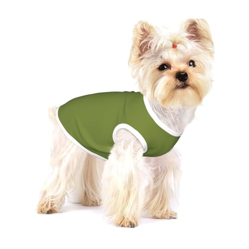 Solide dunkelgrüne Weste für kleine Hunde, Baumwolle, Größe S, atmungsaktiv, weich und bequem, Haustierkleidung für Katzen und Hunde von QHZLY