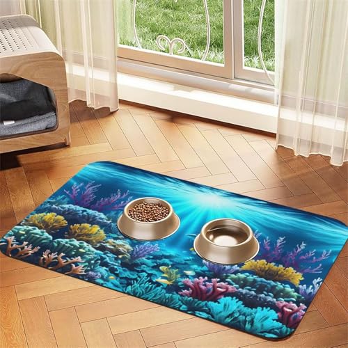 Submarine Coral Rays Haustier-Tischdecke, saugfähig, Leder, 30 x 45 cm, mit rutschfester Gummiunterseite, für Katzen und Hunde Submarine Coral Rays Haustier-Tischdecke, saugfähig, Leder, 30 x 45 cm, mit rutschfester Gummiunterseite, für Katzen und Hunde von QHZLY