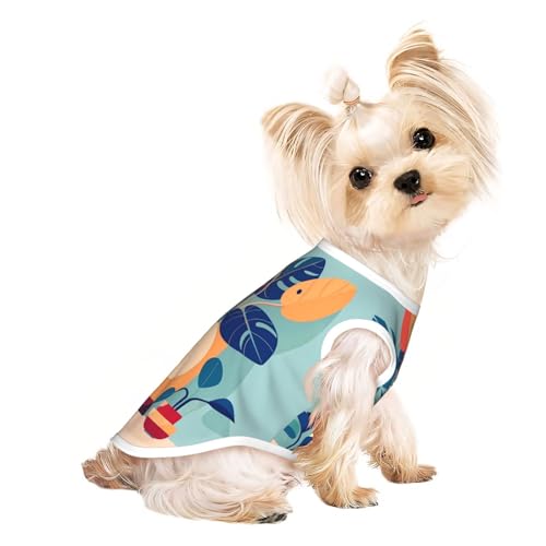 T-Shirt mit Schildkrötenmuster, atmungsaktiv, ärmellos, Größe M, für kleine Hunde und Katzen, weich, leicht, stilvoll, Blau / Orange T-Shirt mit Schildkrötenmuster, atmungsaktiv, ärmellos, Größe M, für kleine Hunde und Katzen, weich, leicht, stilvoll, Blau / Orange von QHZLY