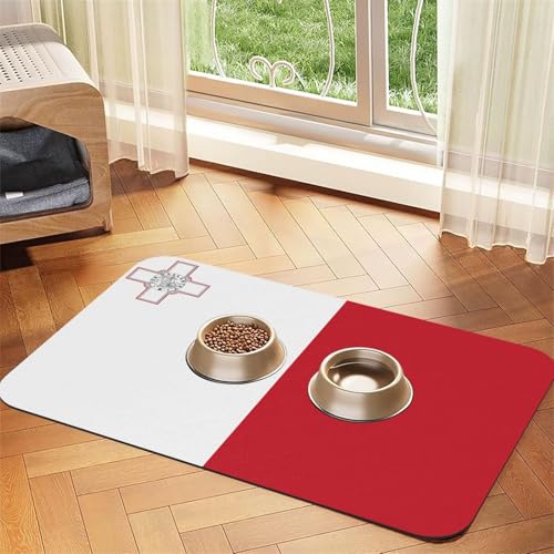 Tischdecke aus Leder, Motiv: Flagge von Malta, saugfähig, 40 x 60 cm, mit rutschfester Gummiunterseite, für Katzen und Hunde Tischdecke aus Leder, Motiv: Flagge von Malta, saugfähig, 40 x 60 cm, mit rutschfester Gummiunterseite, für Katzen und Hunde von QHZLY