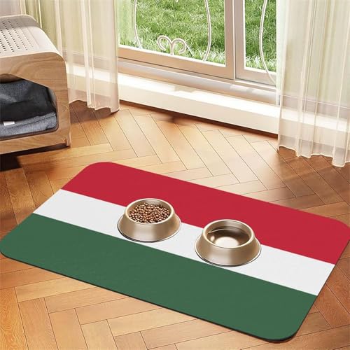 Tischdecke aus Leder, Motiv: Flagge von Ungarn, saugfähig, 30 x 45 cm, mit rutschfester Gummiunterseite, für Katzen und Hunde von QHZLY