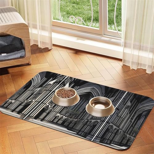 Tischdecke aus Leder, Motiv: gotische Kathedralen, saugfähig, 40 x 60 cm, mit rutschfester Gummiunterseite, für Katzen und Hunde Tischdecke aus Leder, Motiv: gotische Kathedralen, saugfähig, 40 x 60 cm, mit rutschfester Gummiunterseite, für Katzen und Hunde von QHZLY