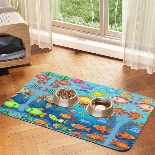Turtle and Fish Haustier-Tischdecke, saugfähig, Leder, 40 x 60 cm, mit rutschfester Gummiunterseite, für Katzen und Hunde Turtle and Fish Haustier-Tischdecke, saugfähig, Leder, 40 x 60 cm, mit rutschfester Gummiunterseite, für Katzen und Hunde von QHZLY