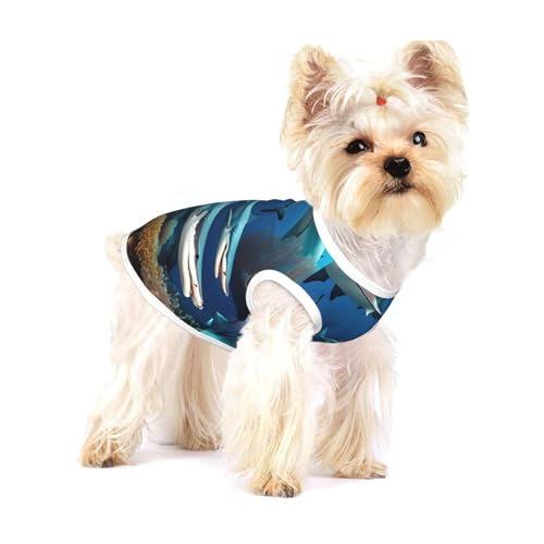 U-Boot-Haifischkoralle für kleine Hunde, Baumwolle, Größe M, atmungsaktiv, weich und bequem, Haustierkleidung für Katzen und Hunde von QHZLY