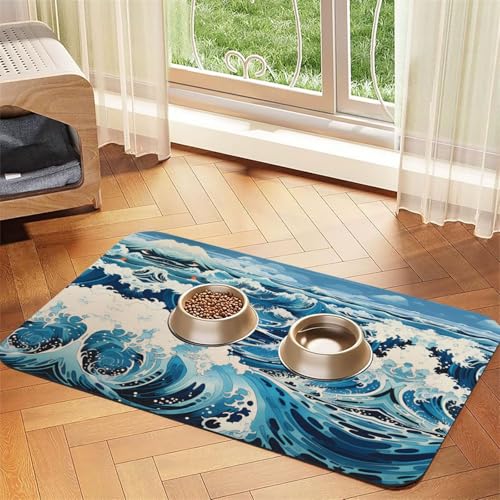 Ukiyo-e Welle, saugfähige Leder-Tischdecke, 30 x 45 cm, mit rutschfester Gummiunterseite, für Katzen und Hunde Ukiyo-e Welle, saugfähige Leder-Tischdecke, 30 x 45 cm, mit rutschfester Gummiunterseite, für Katzen und Hunde von QHZLY